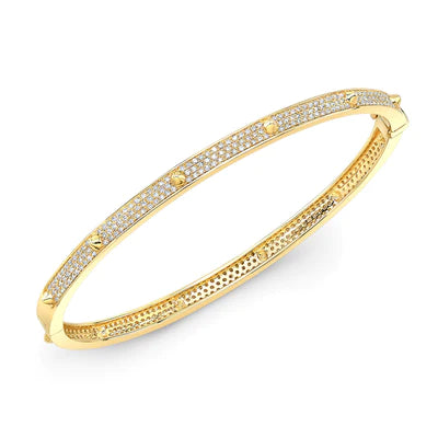 14k gold diamond mini spike bangle