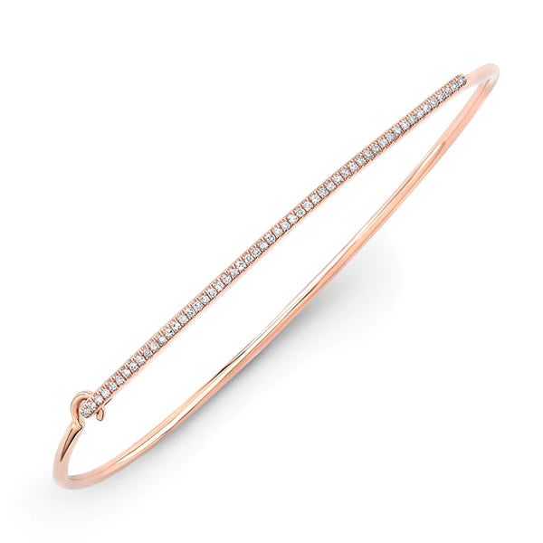 14k gold diamond bar bangle with closure