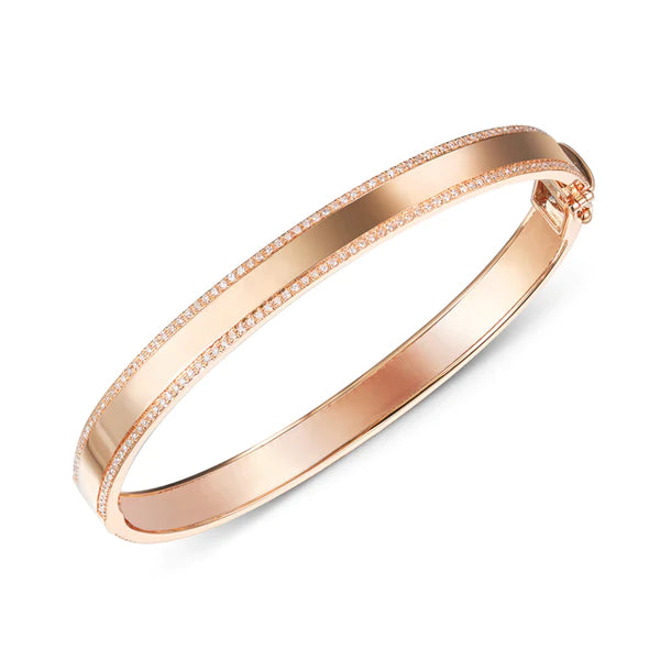14k gold diamond edge bangle