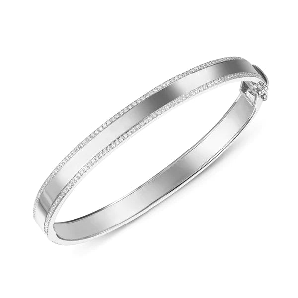 14k gold diamond edge bangle