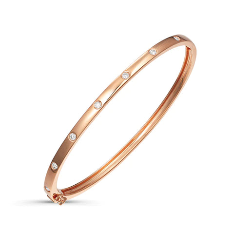 14k rose gold scattered diamond bangle