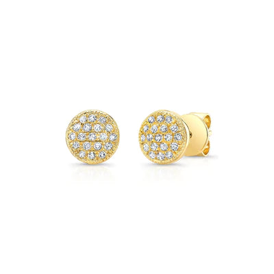 14k gold diamond domed disk posts