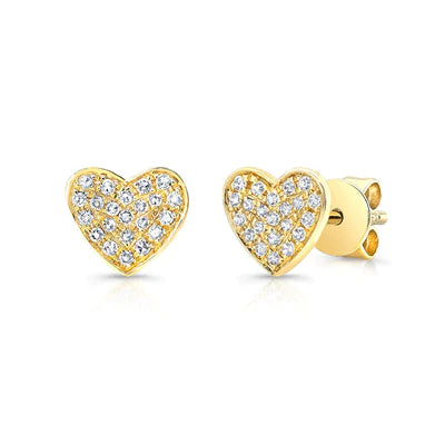 14k gold diamond heart posts