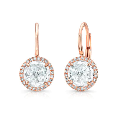 14k gold diamond and topaz round drop earring