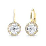 14k gold diamond and topaz round drop earring