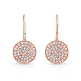 14k gold diamond disk drop earrings