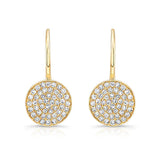 14k gold diamond disk drop earrings