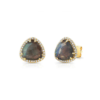 14k gold diamond labradorite soft triangle posts