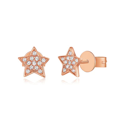 14k gold diamond star posts