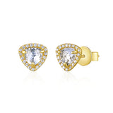 14k gold white topaz diamond earrings