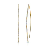 14k gold diamond curved stick earrings