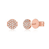 14k gold small diamond disk earrings