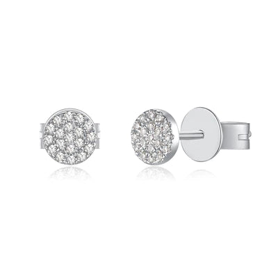 14k gold small diamond disk earrings