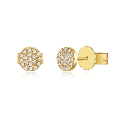 14k gold small diamond disk earrings