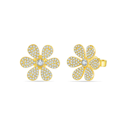 14k gold diamond daisy studs