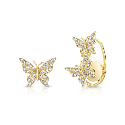 14k gold diamond Butterfly Crawler and Stud