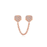 14k gold diamond double heart with chain studs