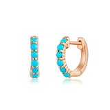 14k gold turquoise huggies