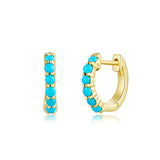 14k gold turquoise huggies