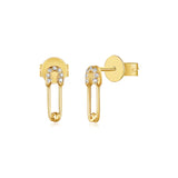 14k gold diamond safety pin studs