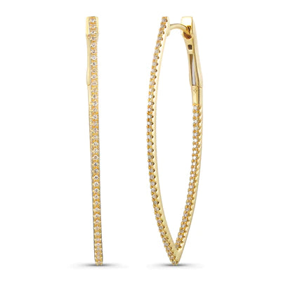 14k gold diamond pointed curved hoops