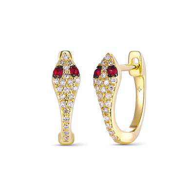 14k gold diamond snake huggie