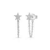 14k gold diamond star chain drops