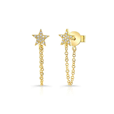 14k gold diamond star chain drops