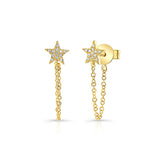 14k gold diamond star chain drops