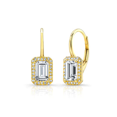 14k white topaz and diamond lever back earring