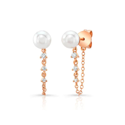 14k gold pearl with chain drop