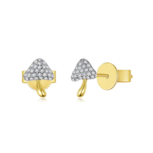 14k gold diamond mushroom studs