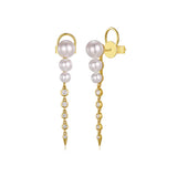 14k gold pearl bezel diamond drop earring