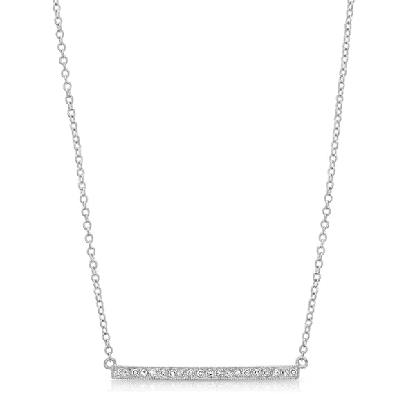 14k gold and diamond bar necklace