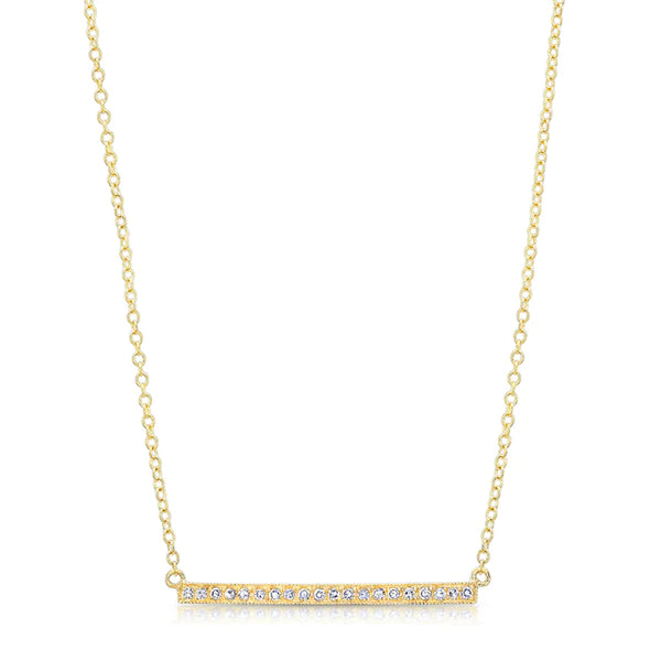 14k gold and diamond bar necklace