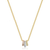 14k tri color gold diamond mini ring necklace