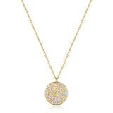 14k gold diamond XL disk necklace