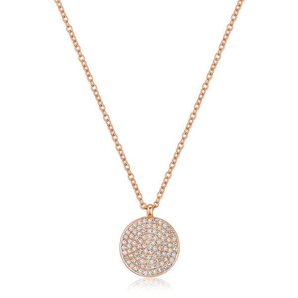 14k gold large diamond disk necklace