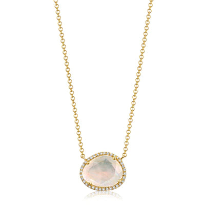 14k gold moonstone and diamond necklace