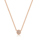 14k Gold Small Diamond Disk Necklace