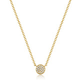 14k Gold Small Diamond Disk Necklace