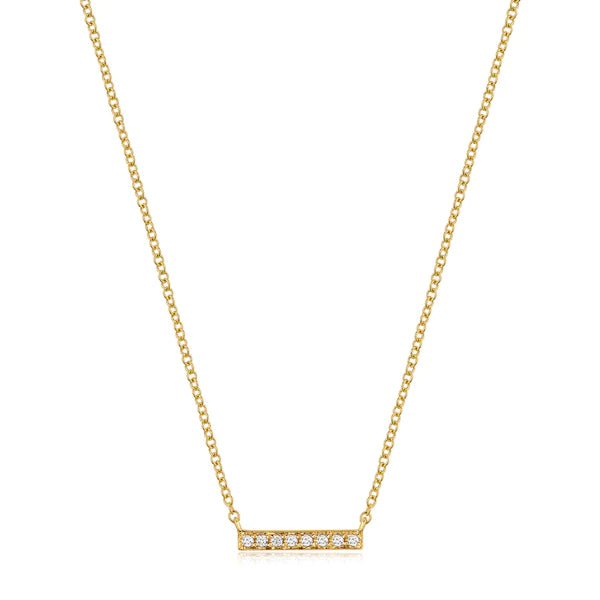 14k gold diamond small bar necklace
