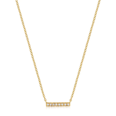 14k gold diamond small bar necklace