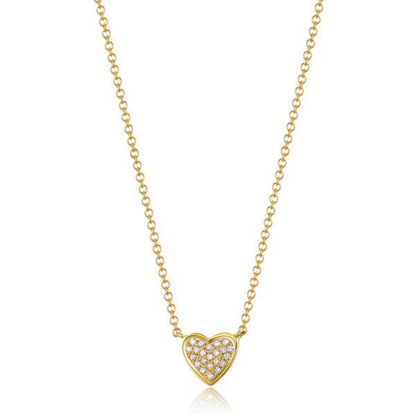 14k gold small diamond heart necklace