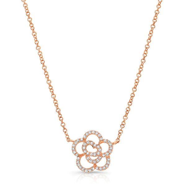 14k gold diamond flower necklace