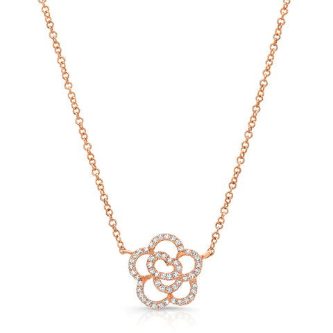 14k gold diamond flower necklace