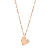 14k gold single diamond heart necklace