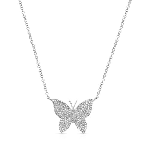 14k gold diamond large butterfly necklace