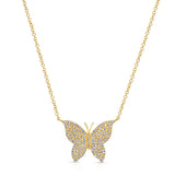 14k gold diamond large butterfly necklace