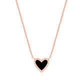 14k gold diamond black onyx heart necklace
